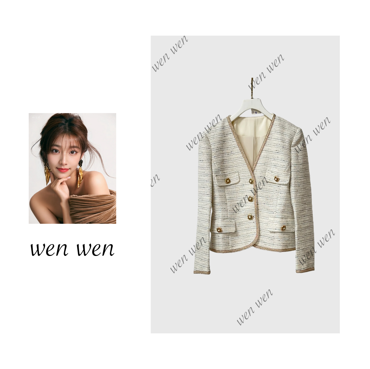 【文WENWEN】小香风外套女2025秋季新款轻奢精致气质法式圆领 5963