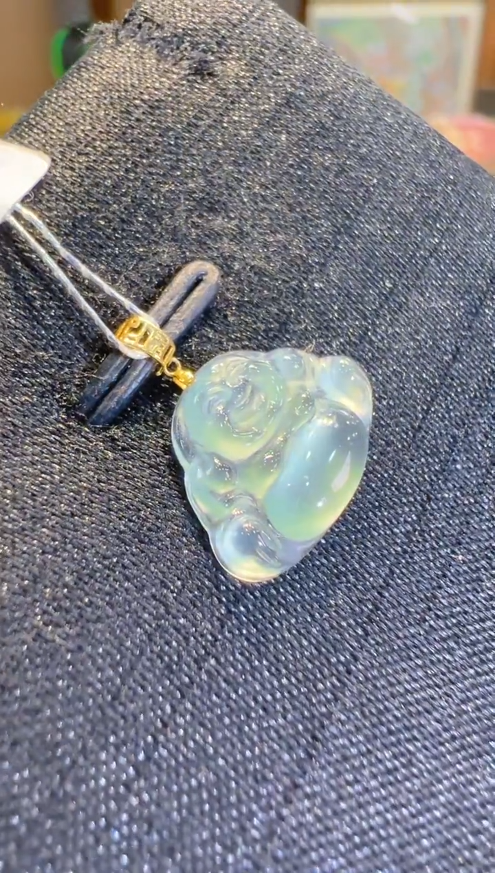 翡翠18K金镶嵌吊坠(不含链)多样性发其一