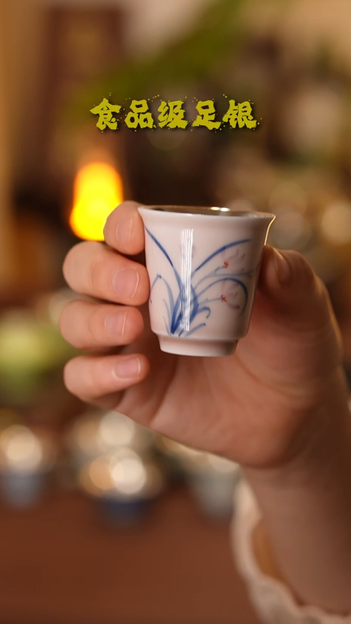 手绘兰花999高温烧银