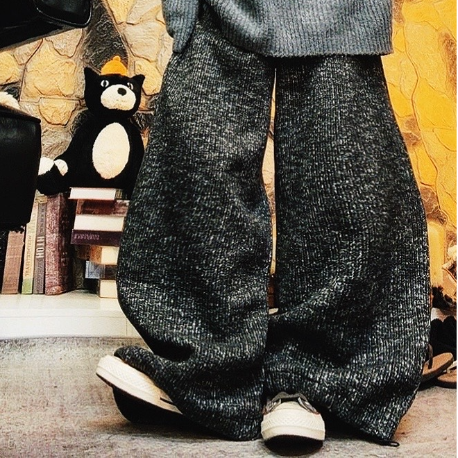 Laurine原创韩版针织加厚毛呢休闲裤