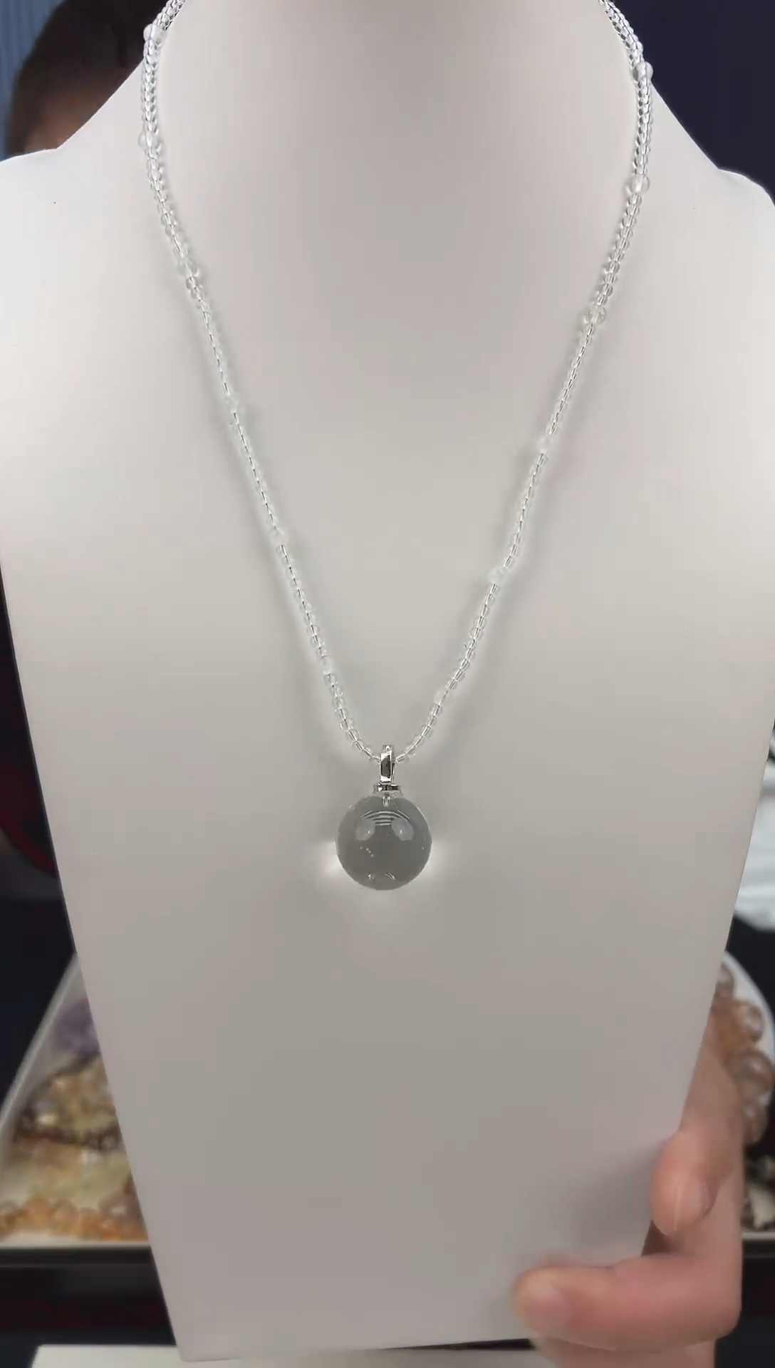 项链未镶嵌水晶天然单珠白水晶吊坠项链6666