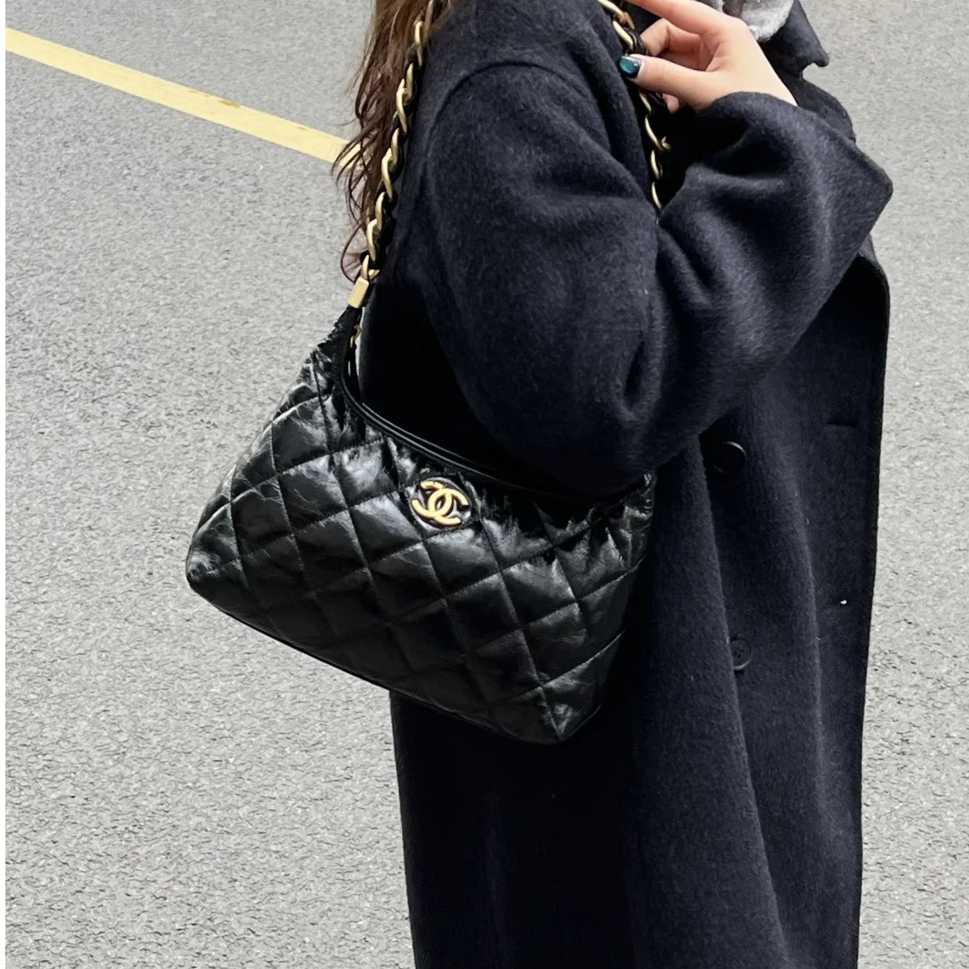99新 Chanel/香奈儿 小花Jerry24A Hobo 嬉皮包 中号 26cm