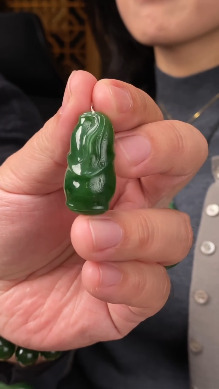 【闪购商品】和田玉吊坠未镶嵌【玉道侠侣】俄料碧玉7号矿竹节