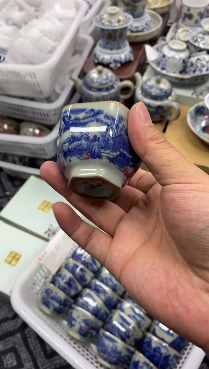 陶瓷老陶泥工艺茶具容量约60小六方