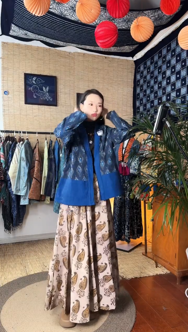 【闪购商品】设计师款蓝染开衫外套