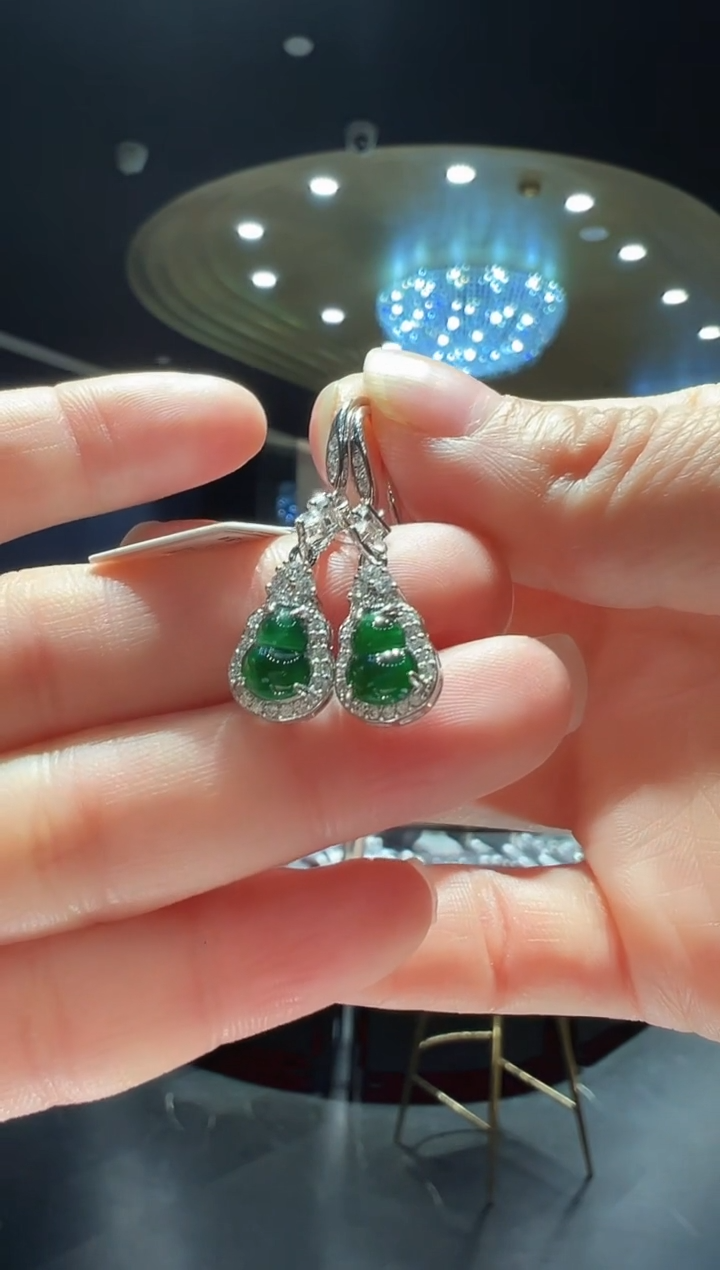 【闪购商品】翡翠耳饰银S925镶嵌83】多样性发其一