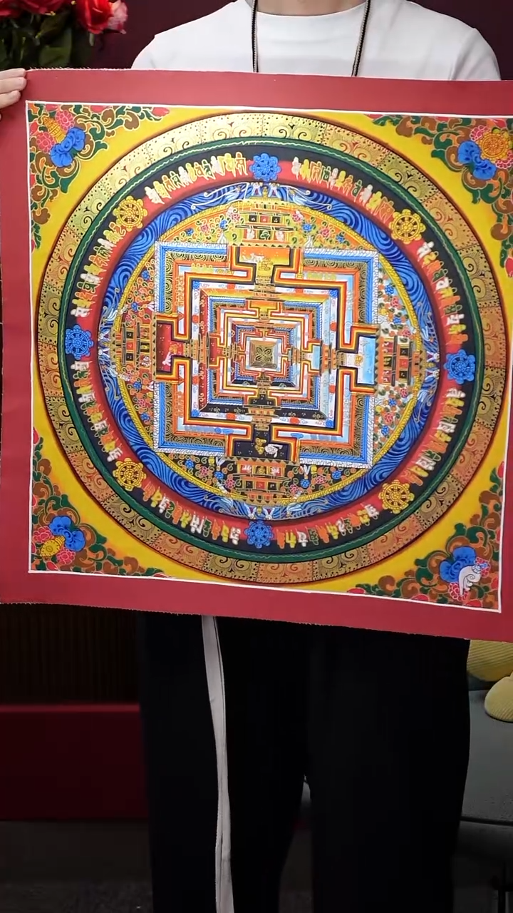 卷轴画B0807GMD802手绘彩唐坛城