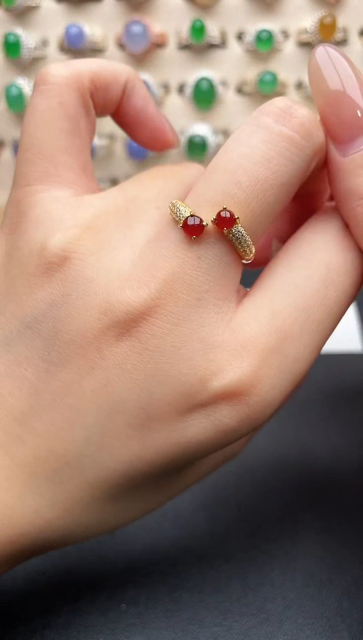 银S925镶嵌戒指翡翠一物一证一礼盒