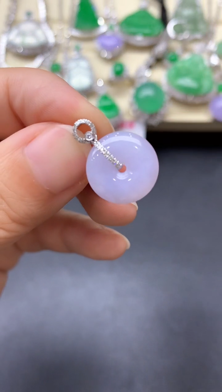 颈饰18K金镶嵌翡翠177-中国好珍宝