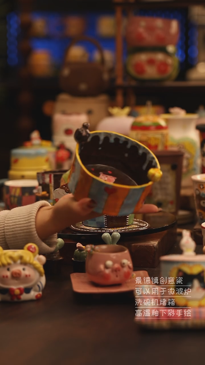 陶瓷景德镇可爱陶瓷釉下彩绘设计师款