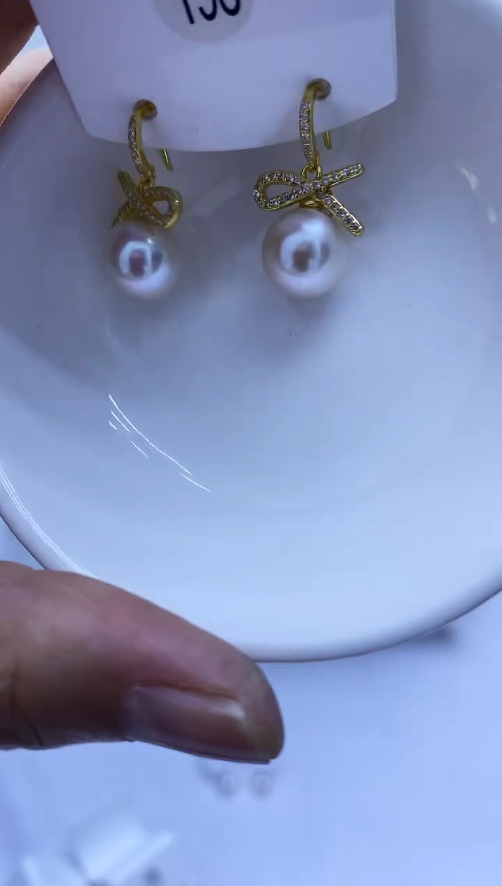 银S925镶嵌耳饰淡水珍珠198