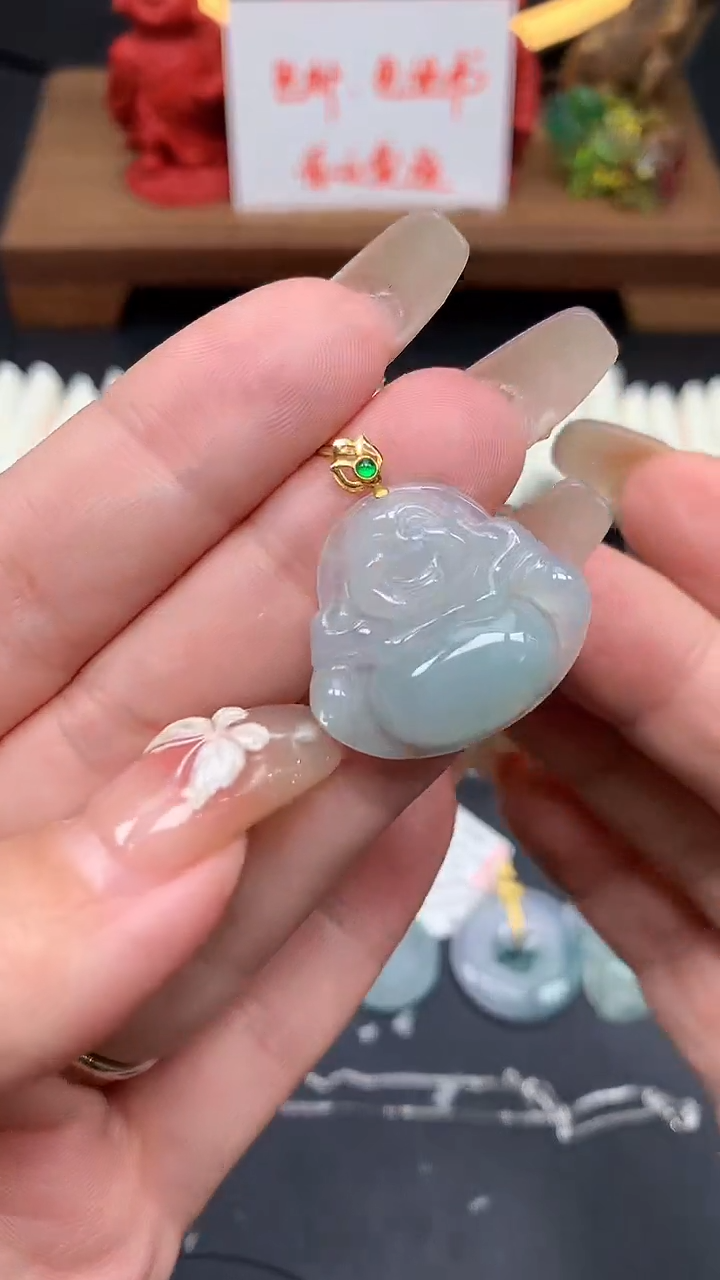 【闪购商品】翡翠吊坠(不含链)18K金镶嵌MS154984