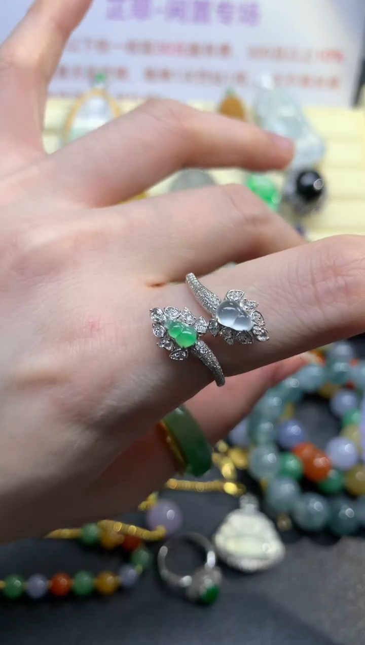 翡翠戒指18K金镶嵌戒指|4980+498