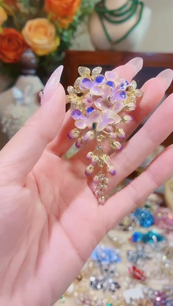 合成立方氧化锆铜合金紫藤花