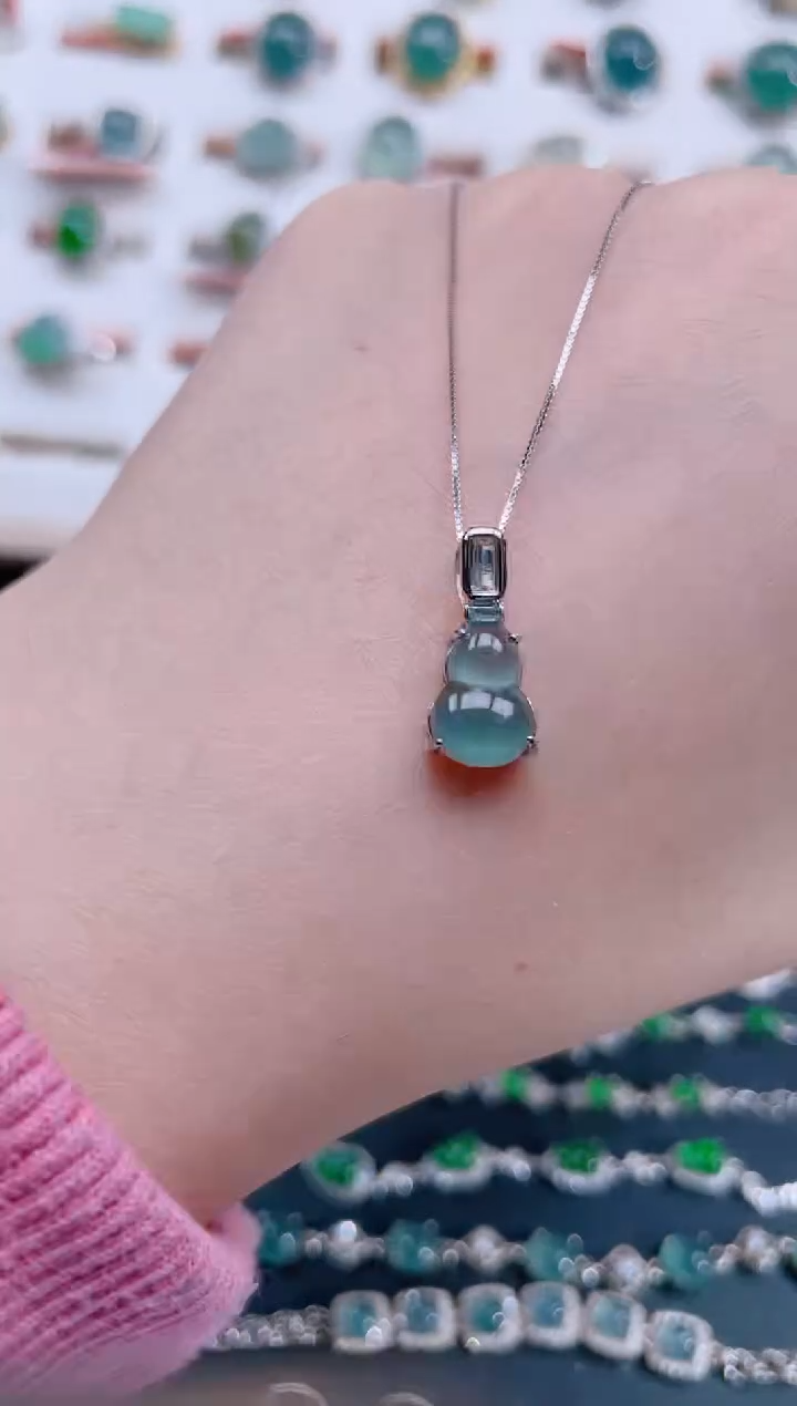 颈饰银S925镶嵌翡翠天然翡翠