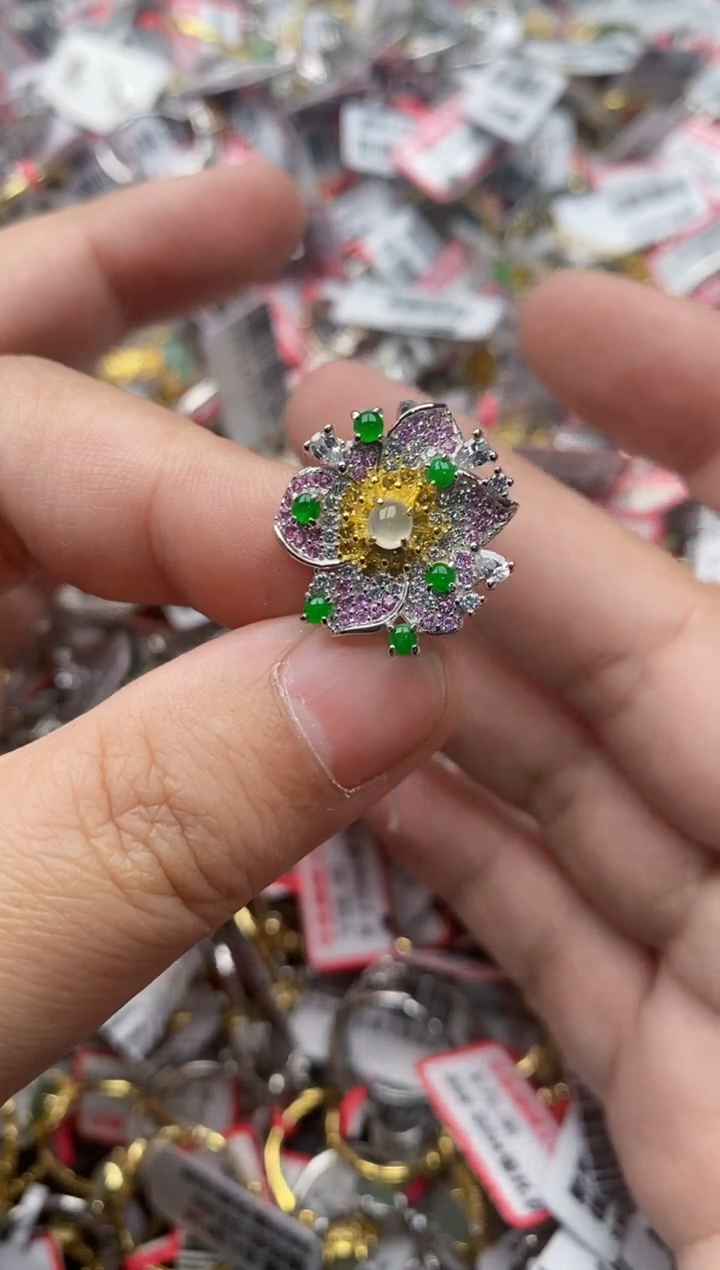 【闪购商品】翡翠戒指银S925镶嵌55555---3