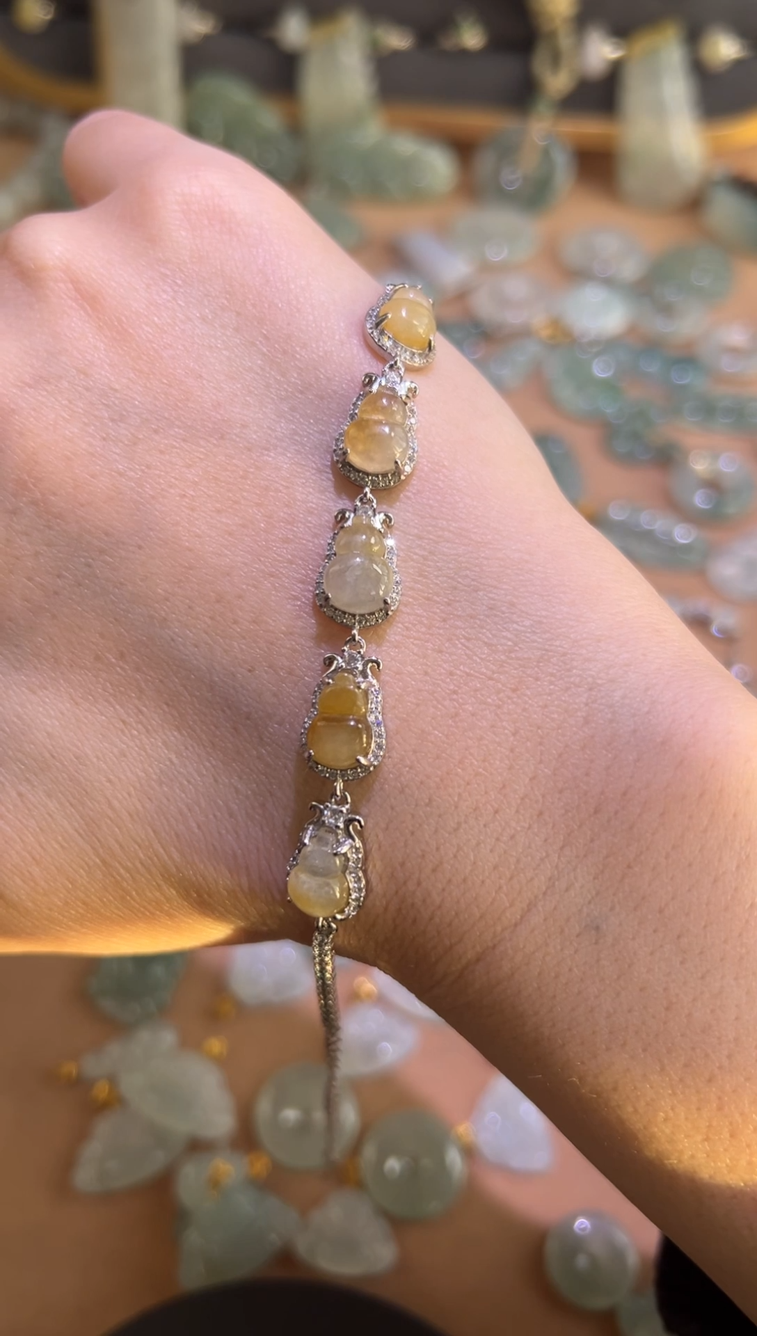 【闪购商品】翡翠颈饰银S925镶嵌葫芦手链