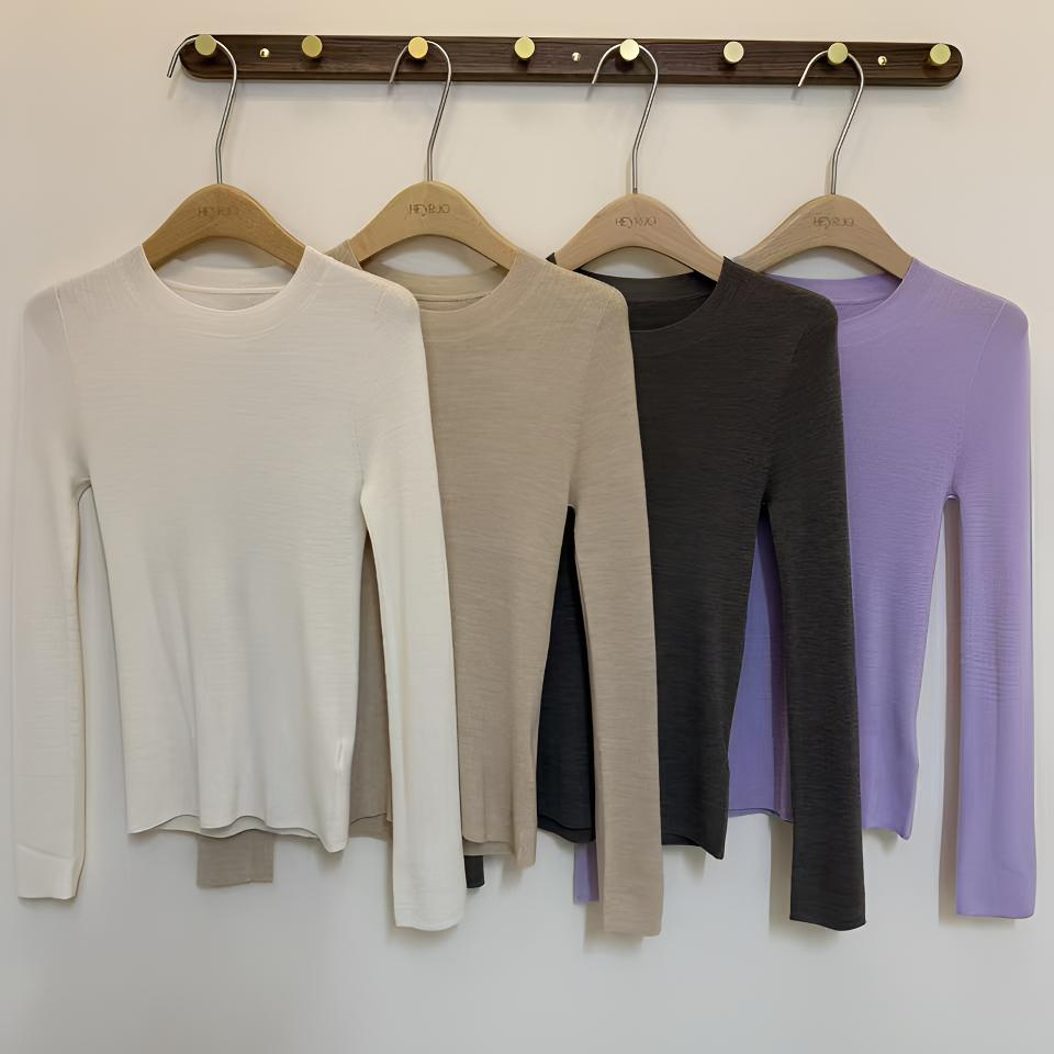 圆领女毛针织衫美丽诺羊毛可机洗秋冬百搭长袖时尚衫