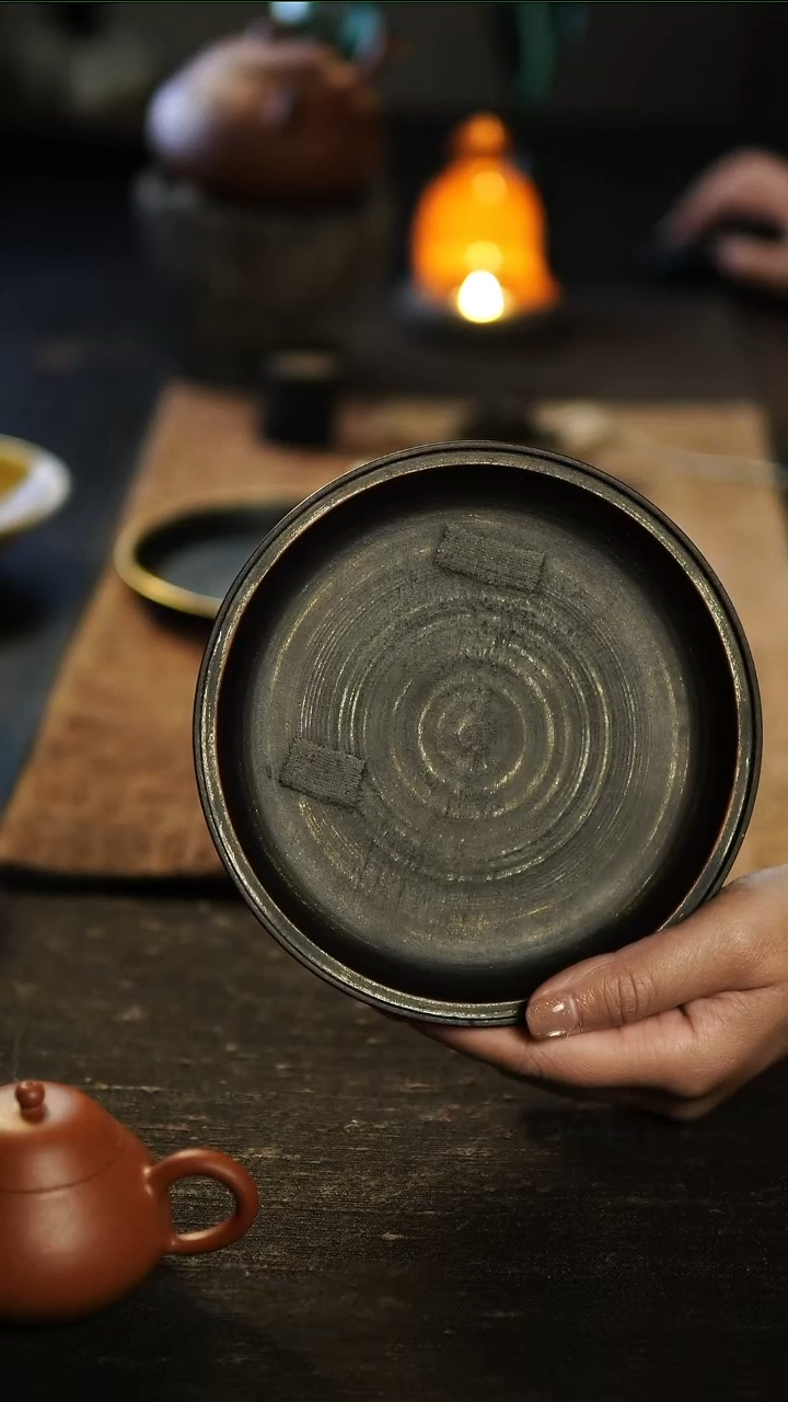 茶盏赤具樱桃木整木挖凿壶承16cm