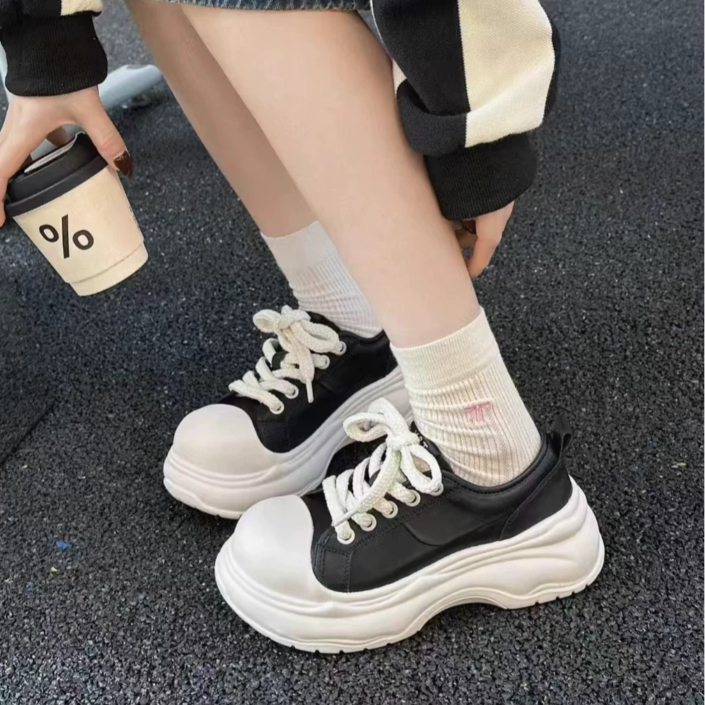 【Yuki定制】潮酷丑萌大头厚底2025新款百搭系带舒适休闲板鞋面包鞋