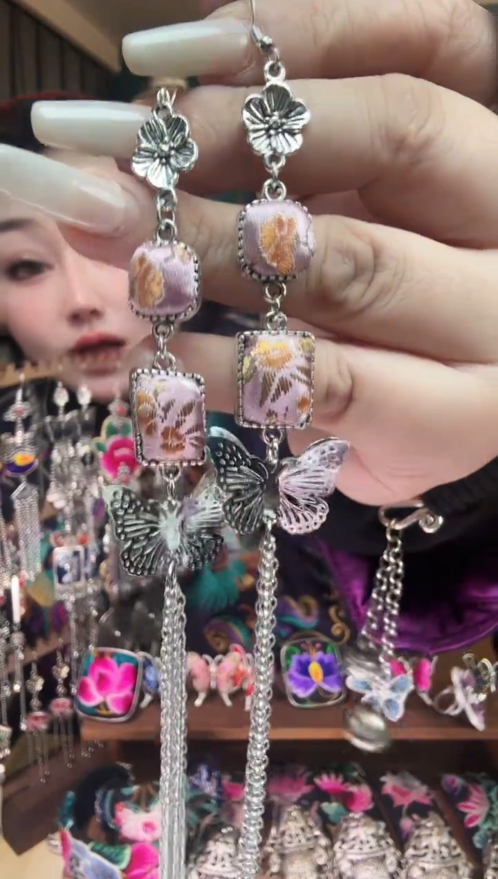 刺绣纯手工民族风刺绣耳环