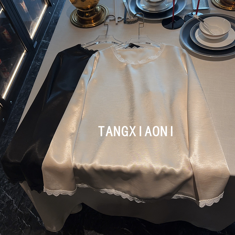 重磅【白茶香】两色高缎蕾丝上衣 
