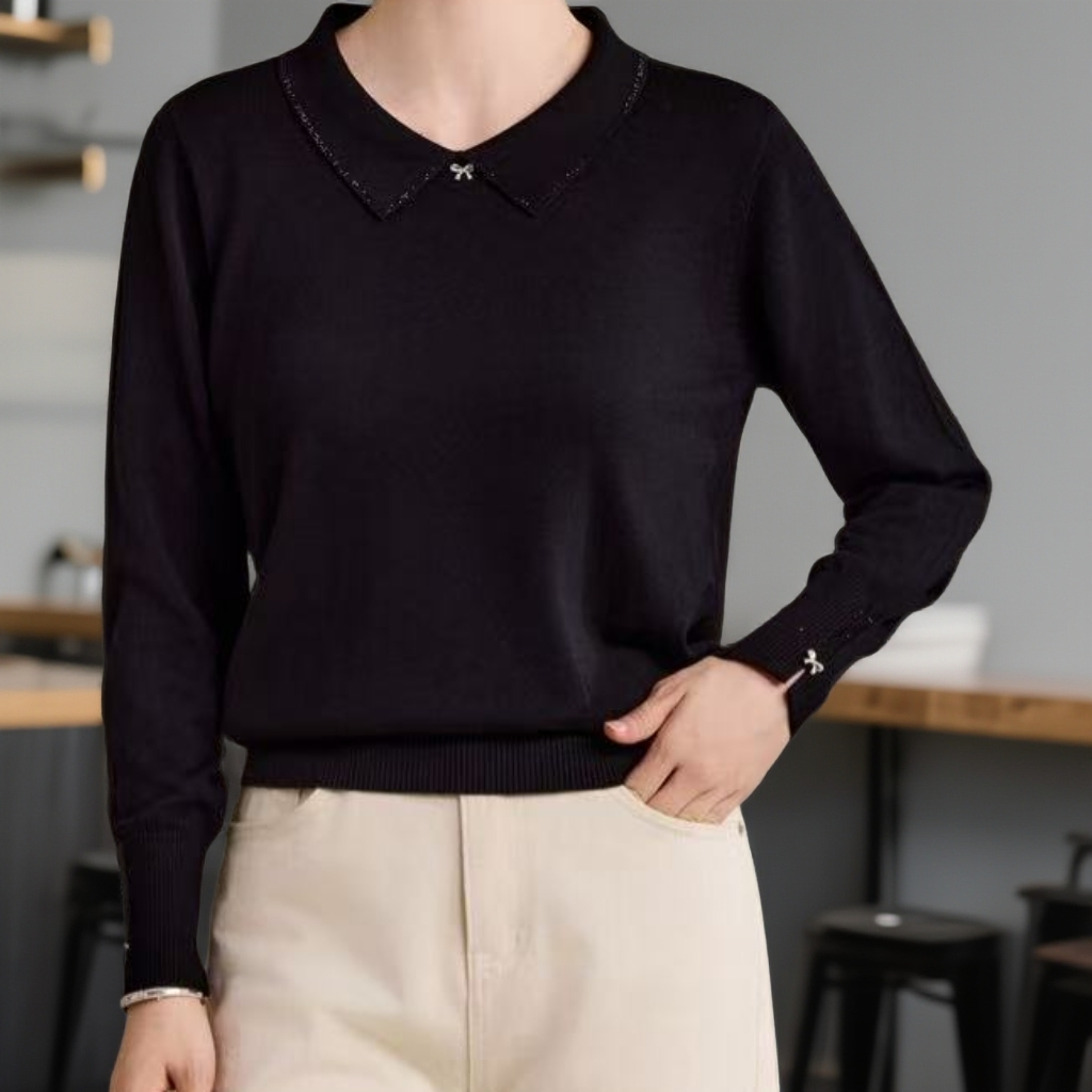 莱赛尔天丝 2025秋季新款中年女士中袖时尚气质半袖针织衫 05811