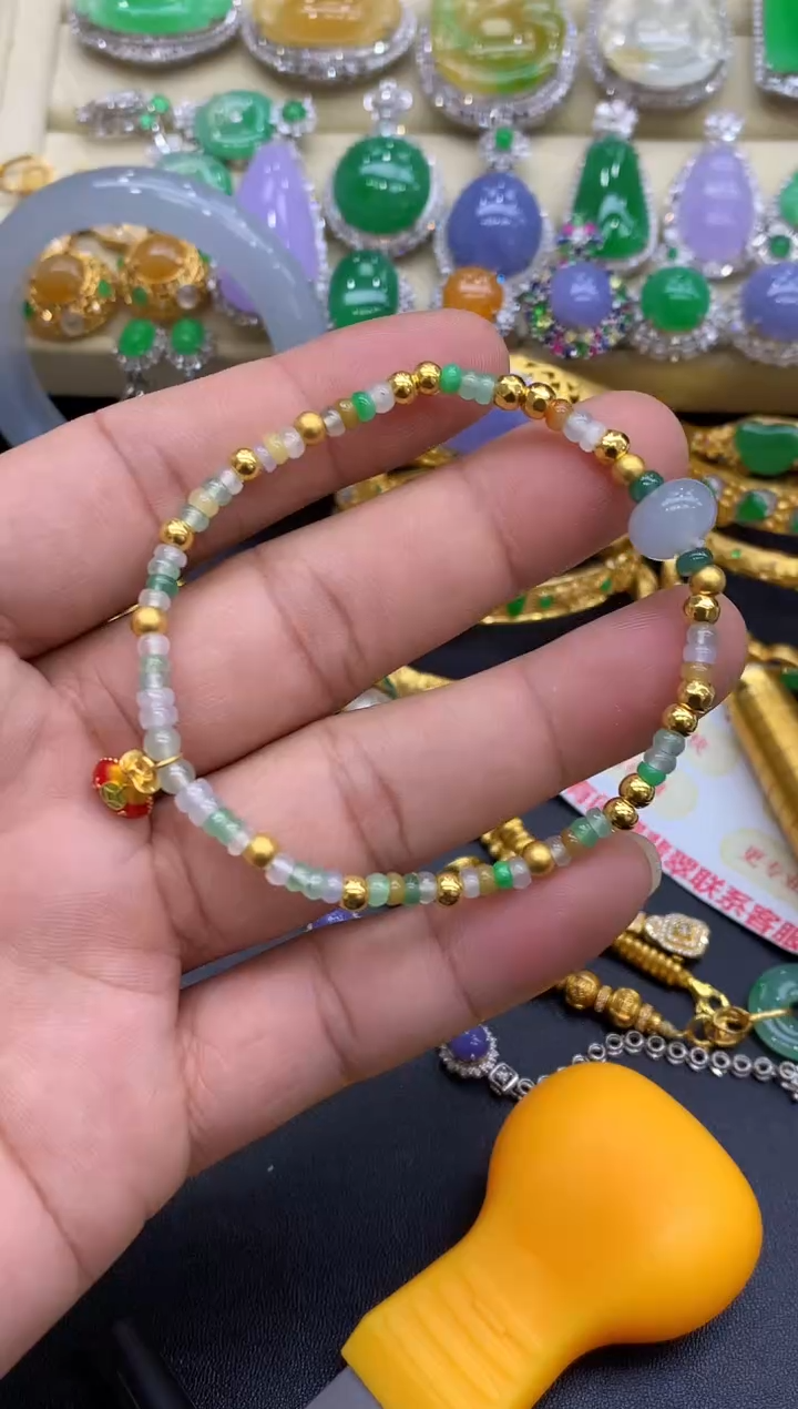 足金镶嵌手链翡翠238-中国好珍宝