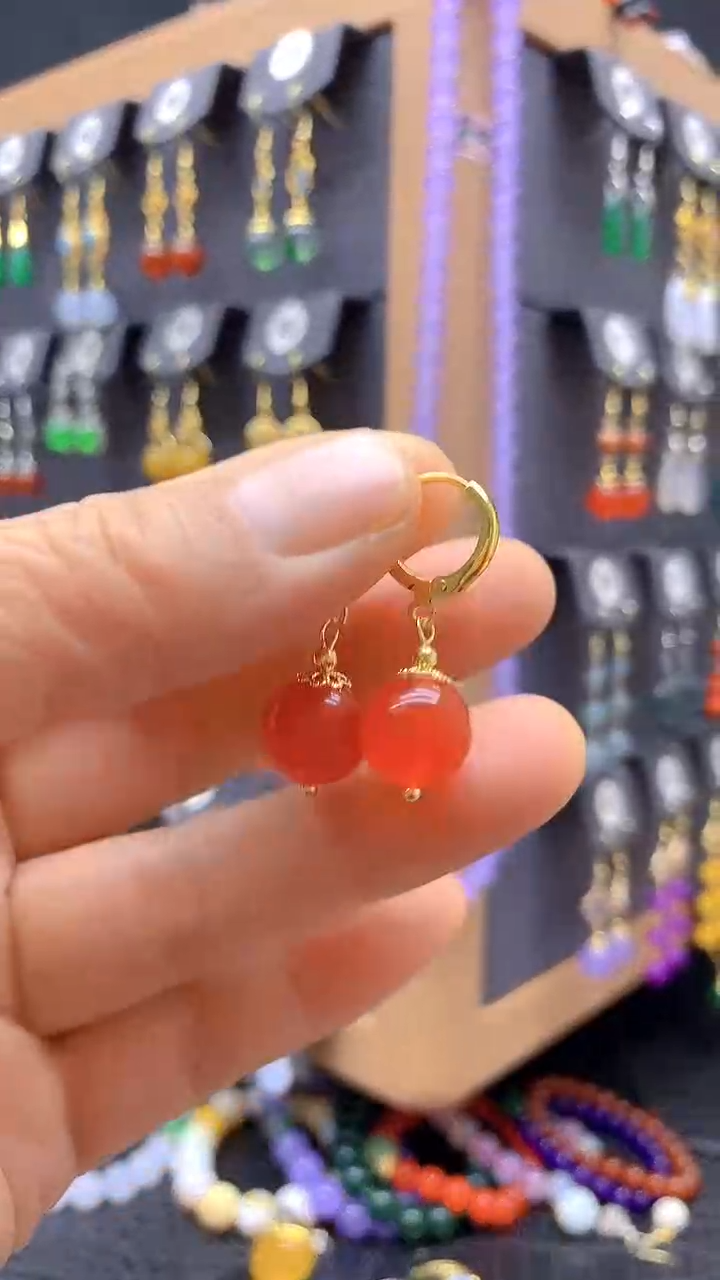 【闪购商品】玛瑙/玉髓耳坠未镶嵌耳饰