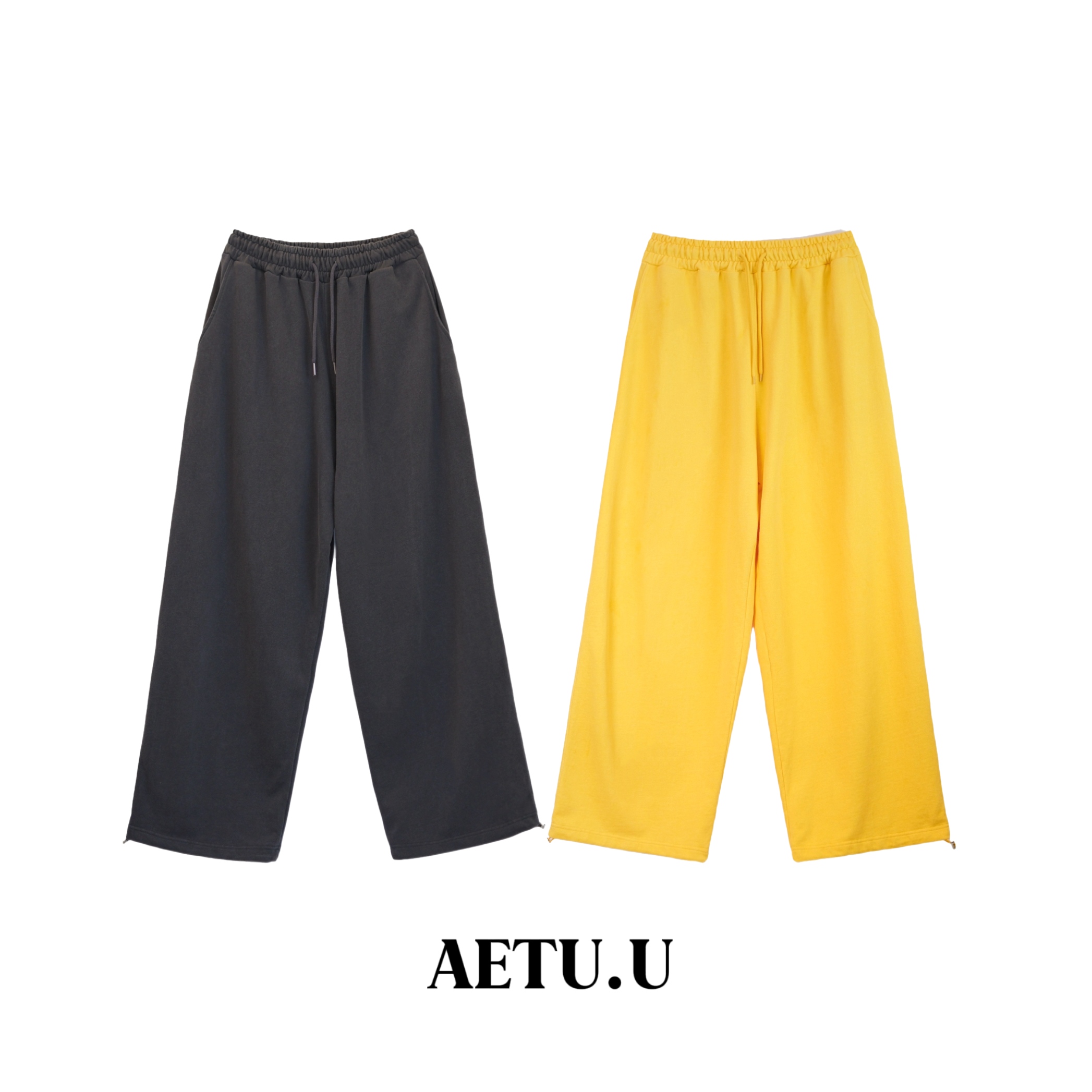 【AETUU】宽松阔腿休闲裤松紧腰运动百搭松弛可束脚卫裤