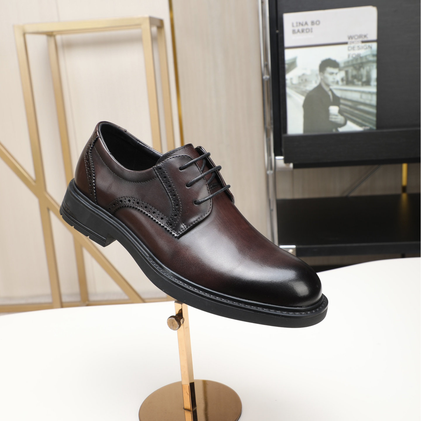 2025新款男士真皮商务正装皮鞋英伦风系带休闲德比鞋男鞋婚礼