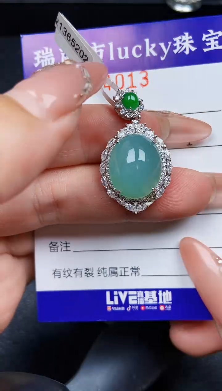 翡翠银S925镶嵌颈饰4013