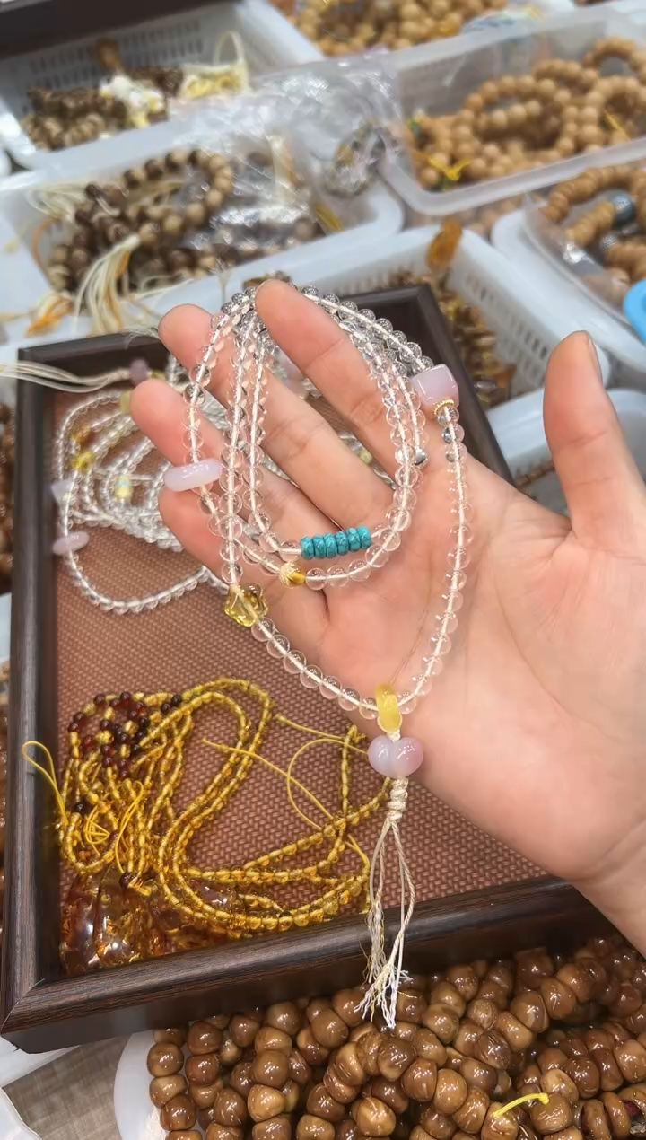 未镶嵌手链水晶卡6mm 多圈叠戴  脖挂108颗