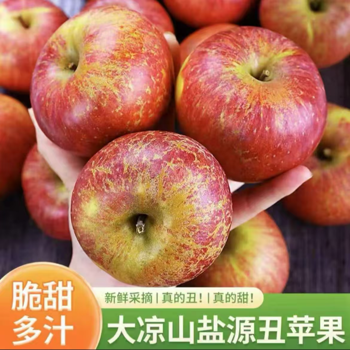 【正宗大凉山盐源丑苹果】高山现摘现发脆甜多汁2/5斤新鲜水果ccm2