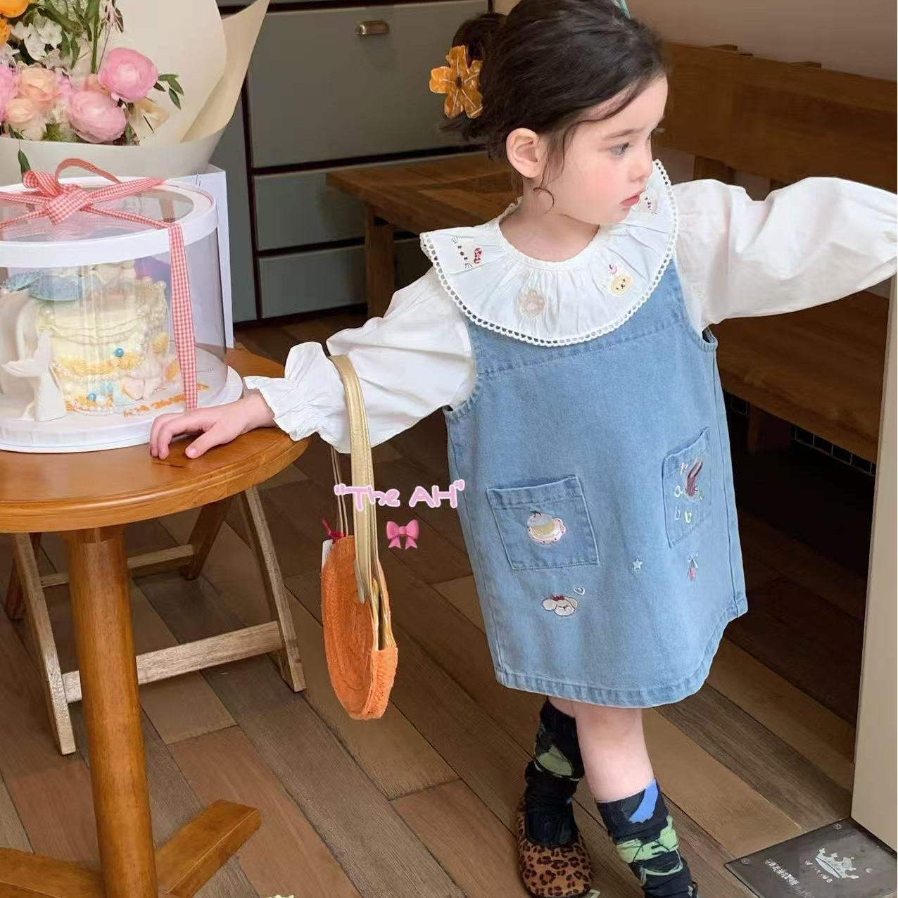 AH·26春～牛仔背心裙花边刺绣娃娃衫上衣套装66055 66053（汉服）