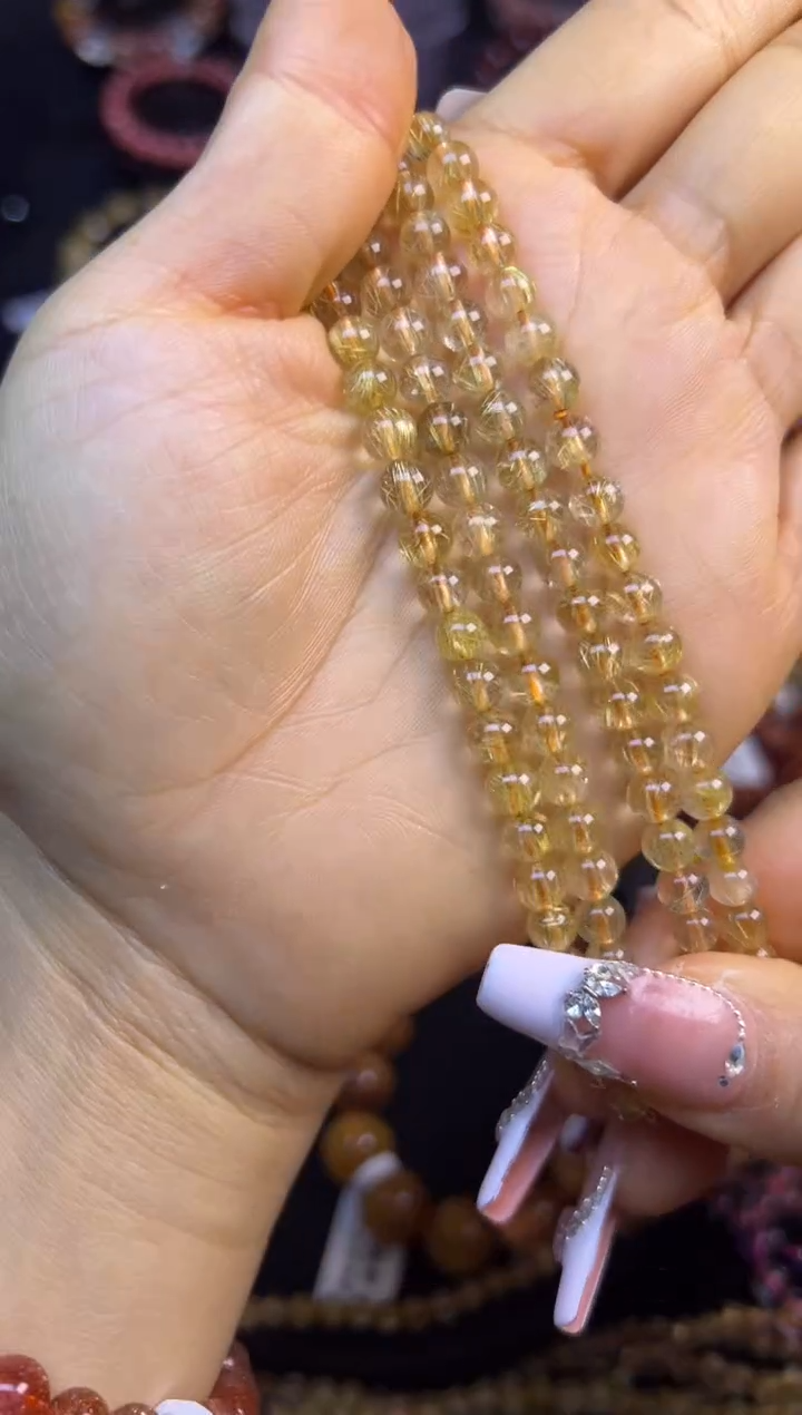 未镶嵌手串水晶金发晶三圈5.8mm