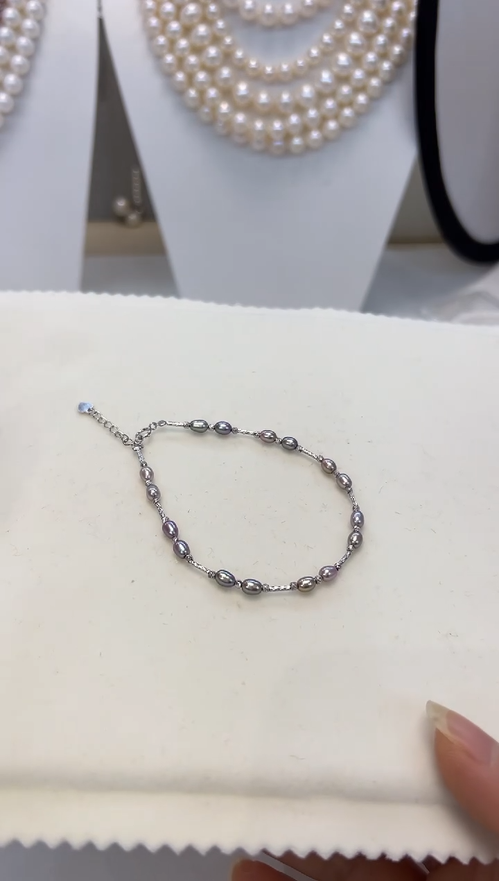【闪购商品】淡水珍珠手绳银S925镶嵌手链9