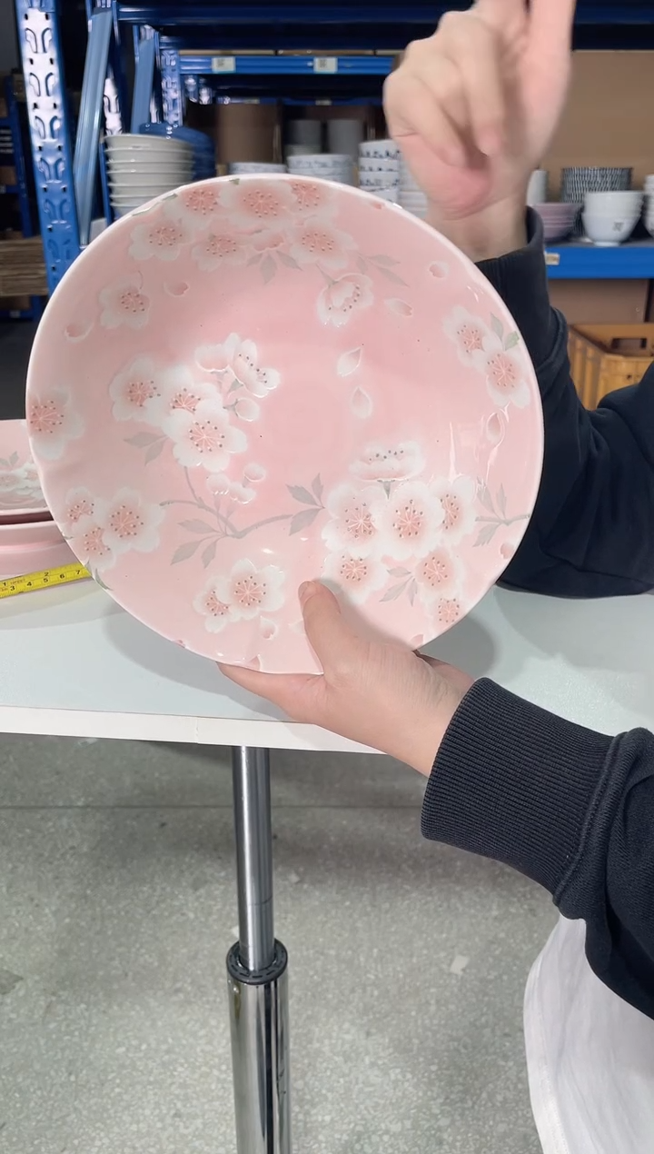 陶瓷漫舞樱花21CM粉红钵碗