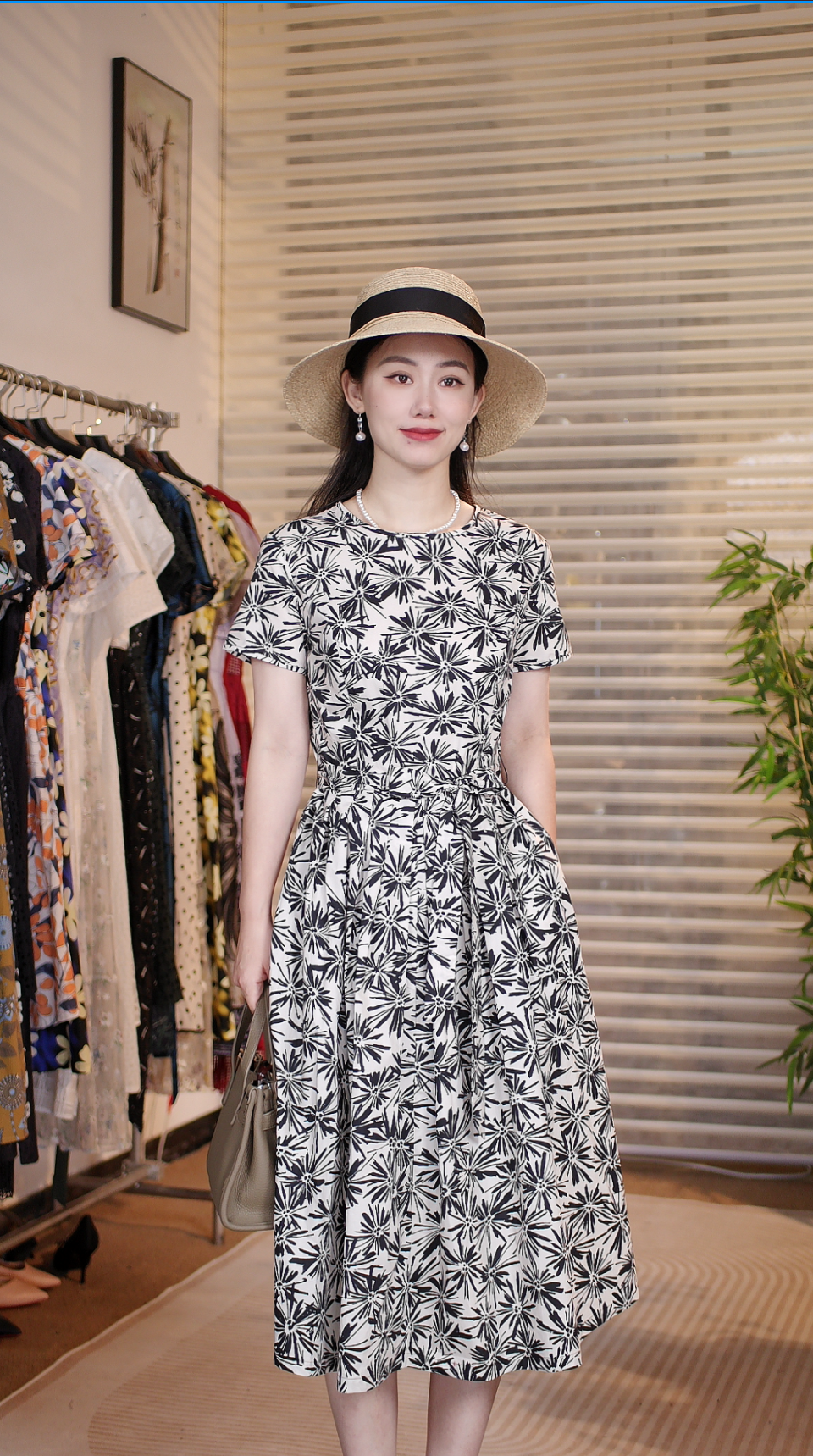 气质时尚连衣裙墨韵繁花25008