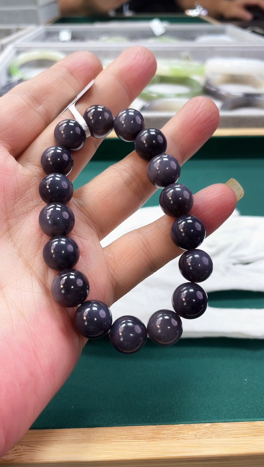 【闪购商品】和田玉手链未镶嵌9934和田玉满烟紫圆珠手串