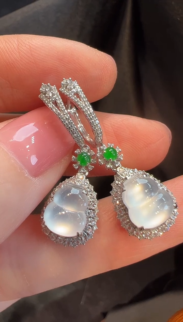 18K金镶嵌翡翠耳饰L6耳坠