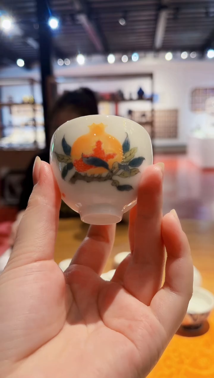 景德镇文祥窑手工釉下彩陶瓷单杯