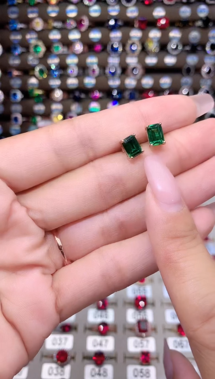 耳饰透辉石银S925镶嵌57玫瑰金