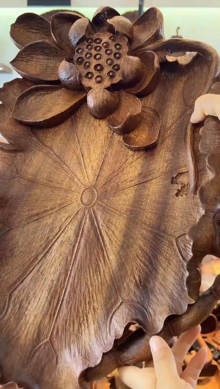 乌木类木雕款新款荷花荷叶干泡