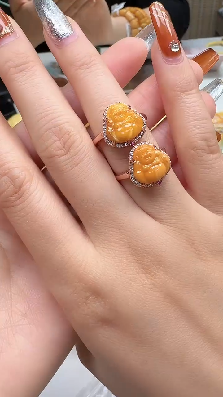 裸石琥珀银S925镶嵌如图