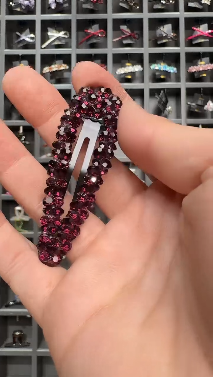 醋酸非金属韩国醋酸品牌发饰7cm水滴施华洛钻掰掰边夹一支