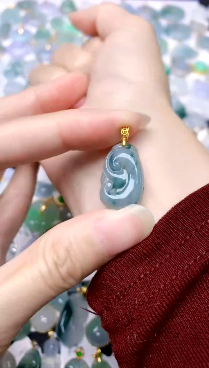 颈饰银S925镶嵌翡翠天然A货翡翠