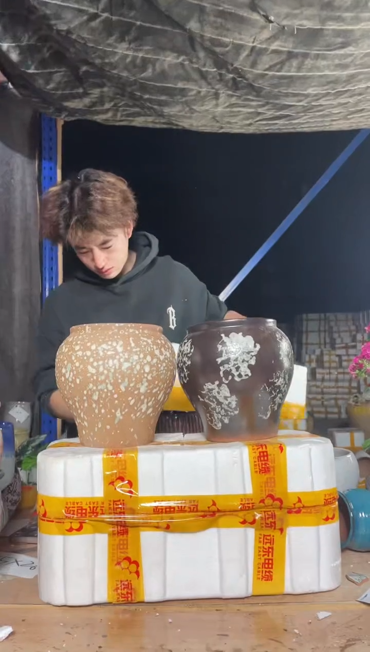 紫砂花盆宜兴紫砂粗陶花盆16*21