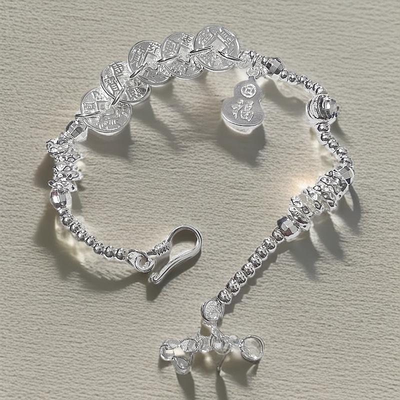 足银手链 （葫芦）五帝钱民族风时尚手链