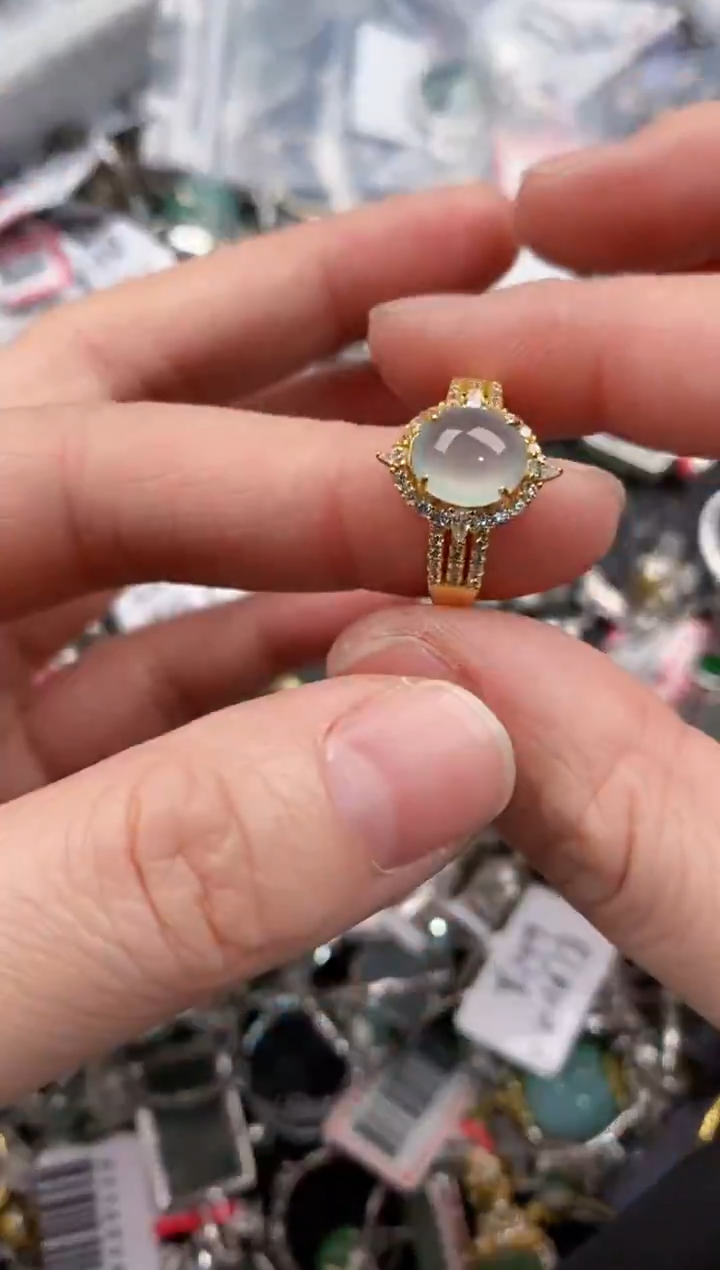 银S925镶嵌戒指翡翠555     10